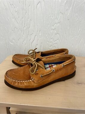 SPERRY Top Sider Boat Shoes Brown Leather Women's 7.5 Nautical Preppy Summer